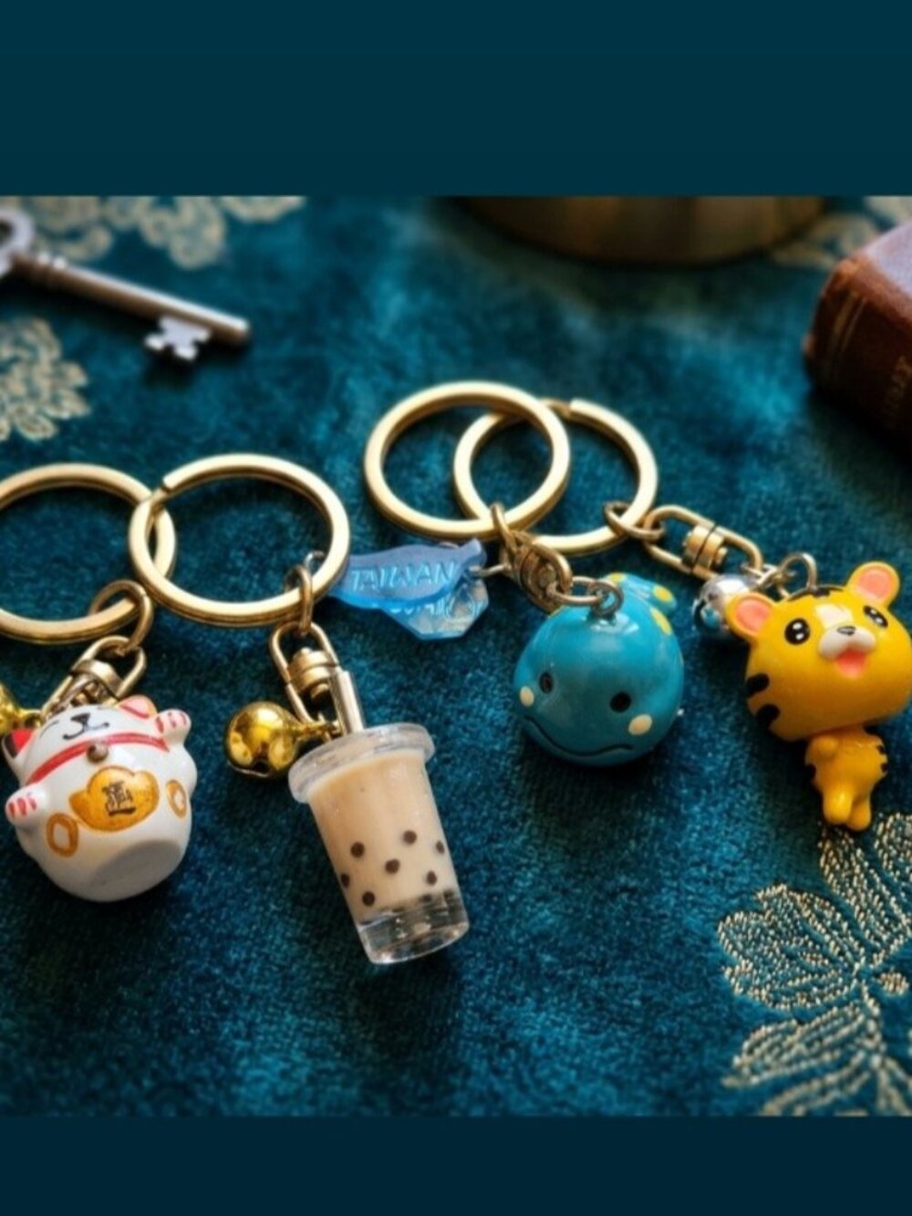Keychain Lot - Boba, Lucky Cat, Tiger
